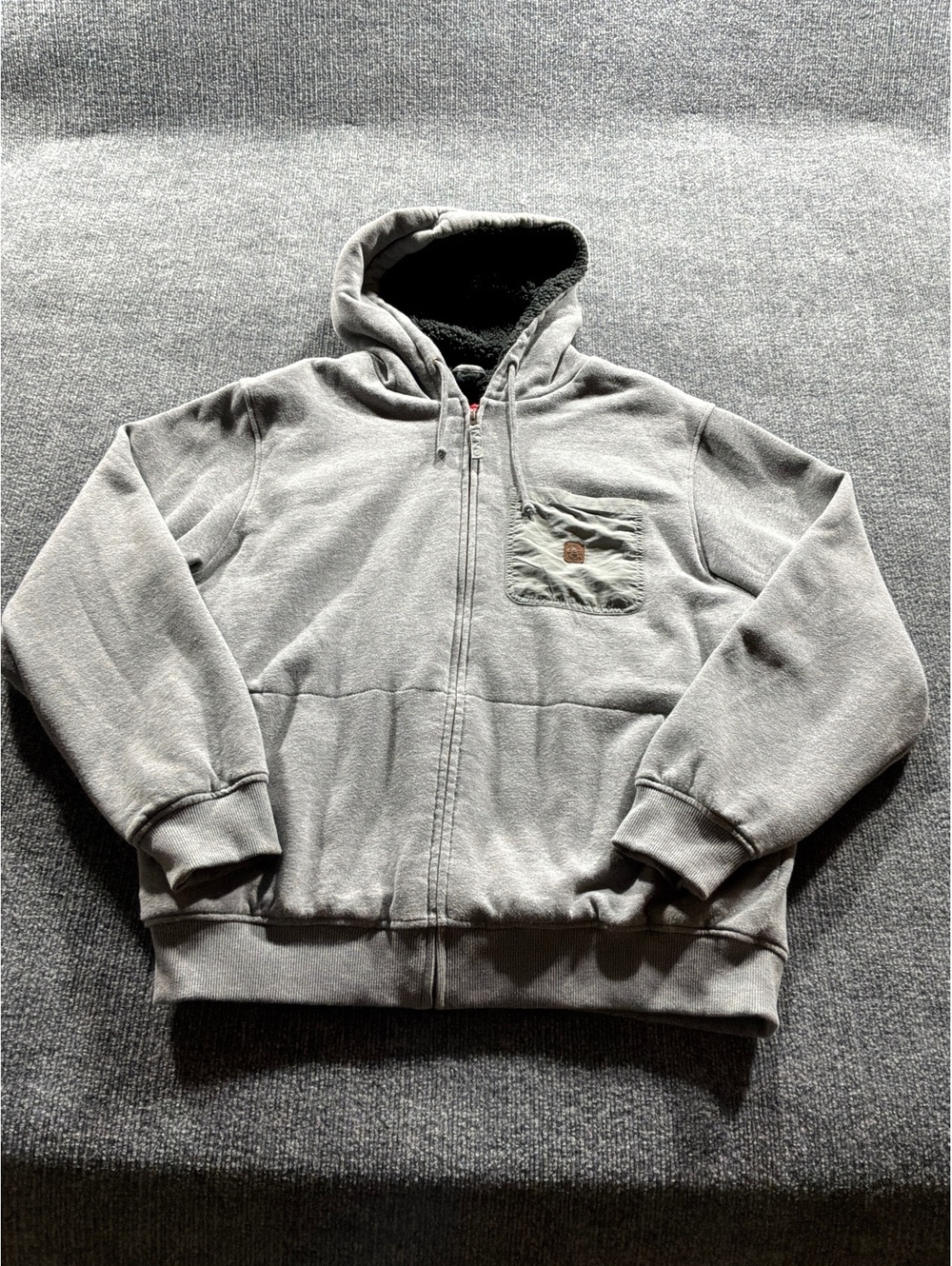 Coleman Men's Gray Full Zip Hoodie with Sherpa Lining and Chest Pocket